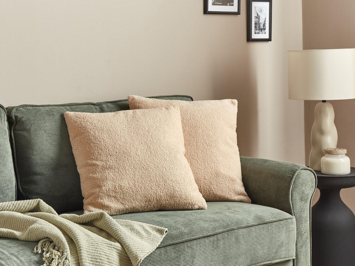 DEKOKISSEN 2er-Set Sandbeige 45/45 cm Leuzea - Sandfarben, Textil (45/45cm) - Beliani