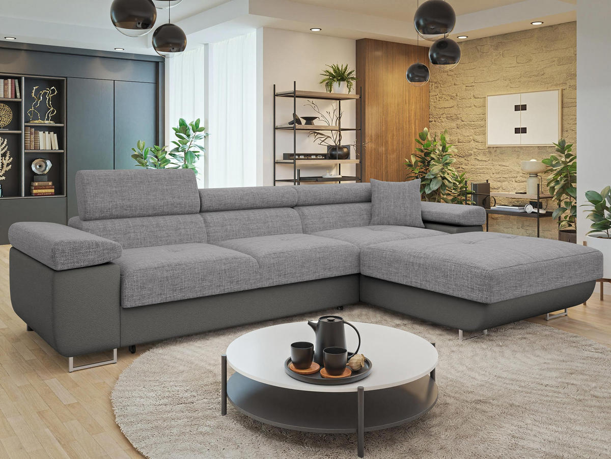 ECKSOFA Torezio Mini, Seite: Rechts - Alufarben, Holz/Textil (280/170cm) - MIRJAN24