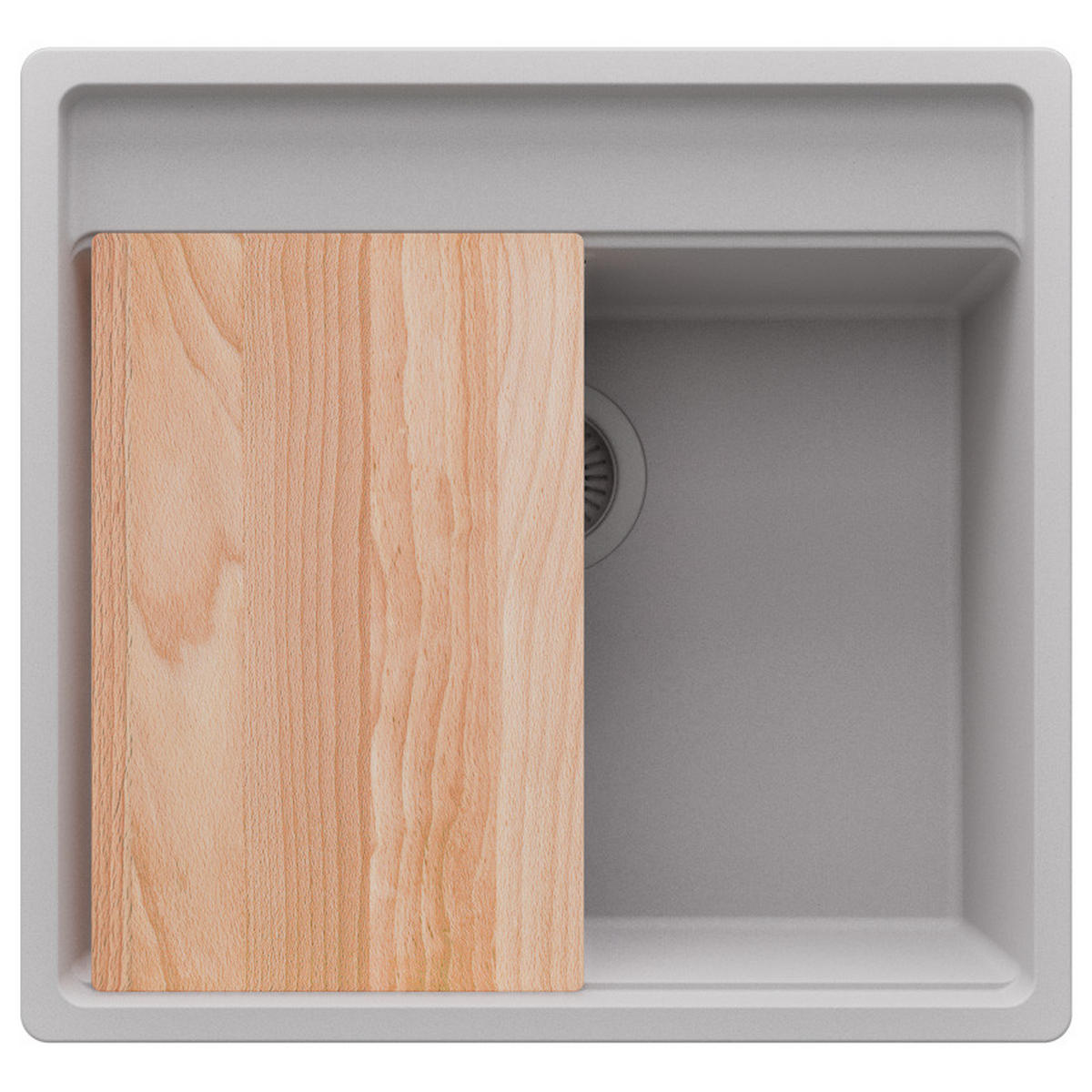 UNTERBAUSPÜLE GRANIT Bergen, 2-er set Grau 56/53 cm 1 Becken + Ablauf-Set + Schneidebrett ab 60er Unterschrank - Beige/Grau, Kunststoff (56/20/53cm) - Primagran