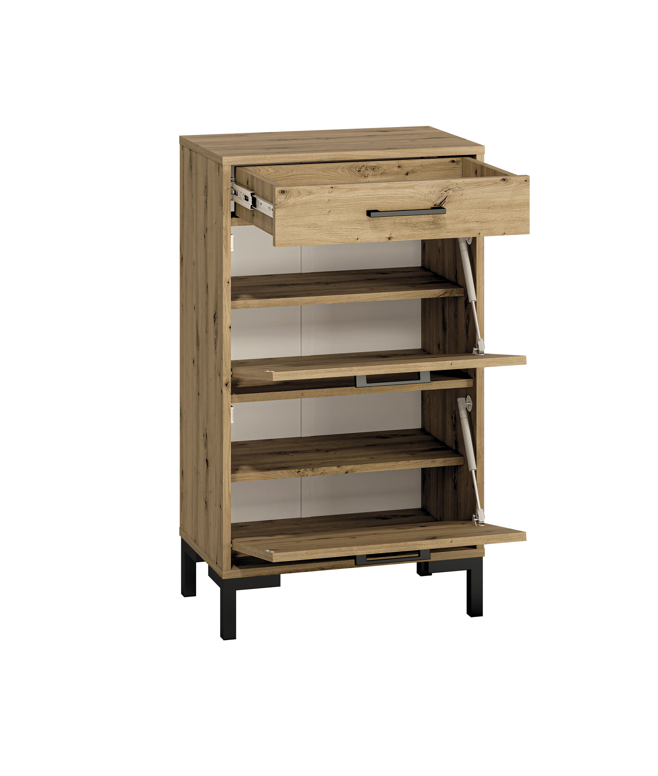 SCHUHSCHRANK Nevio Artisan Eiche 55 / 34 / 94cm - Eiche Artisan/Braun, Holz/Holzwerkstoff (55/94/34cm) - Feldmann-Wohnen