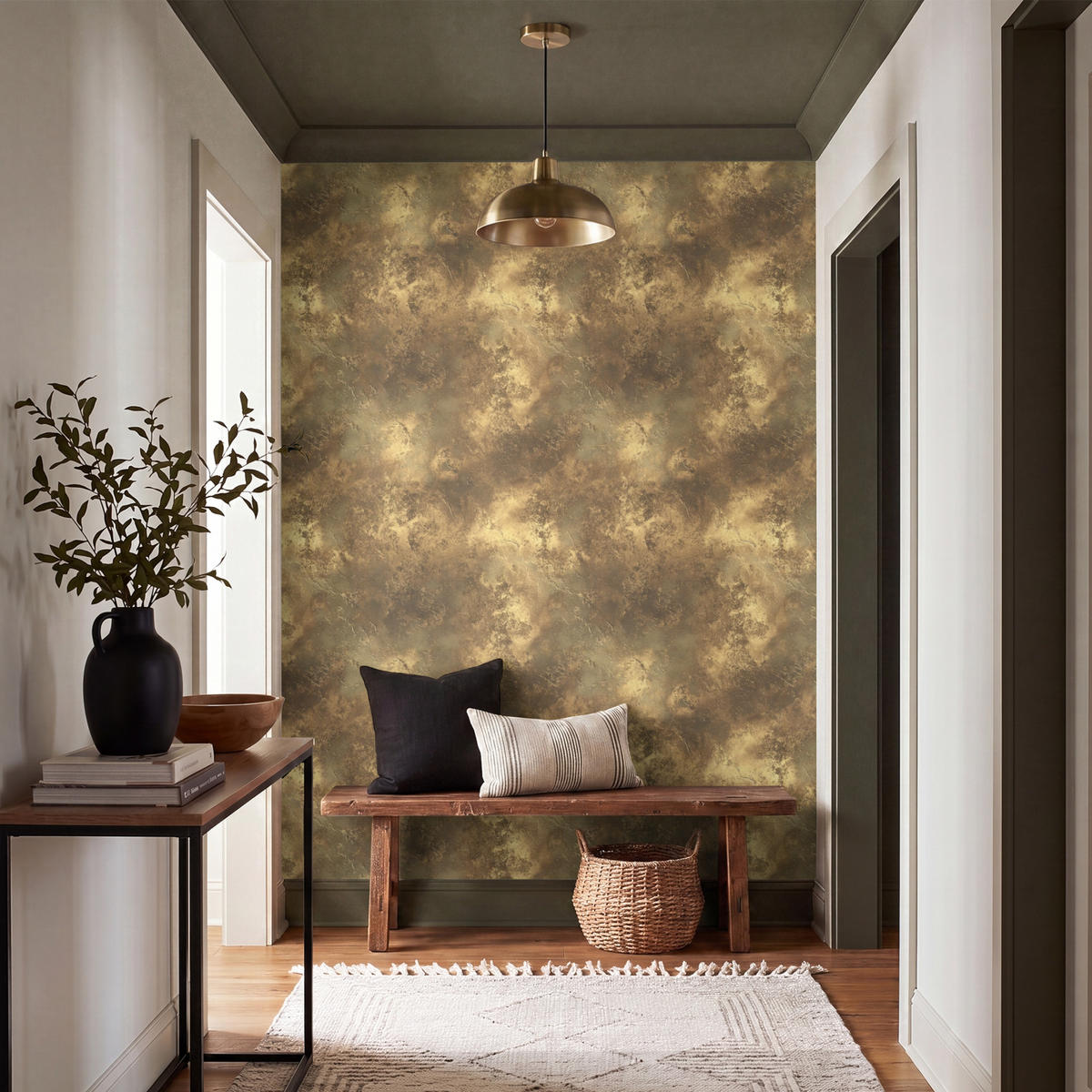 TAPETE - Antik - Metallic-Look - Gold - 200x260 cm - Messingfarben, Papier (200/260cm) - OnlyWow