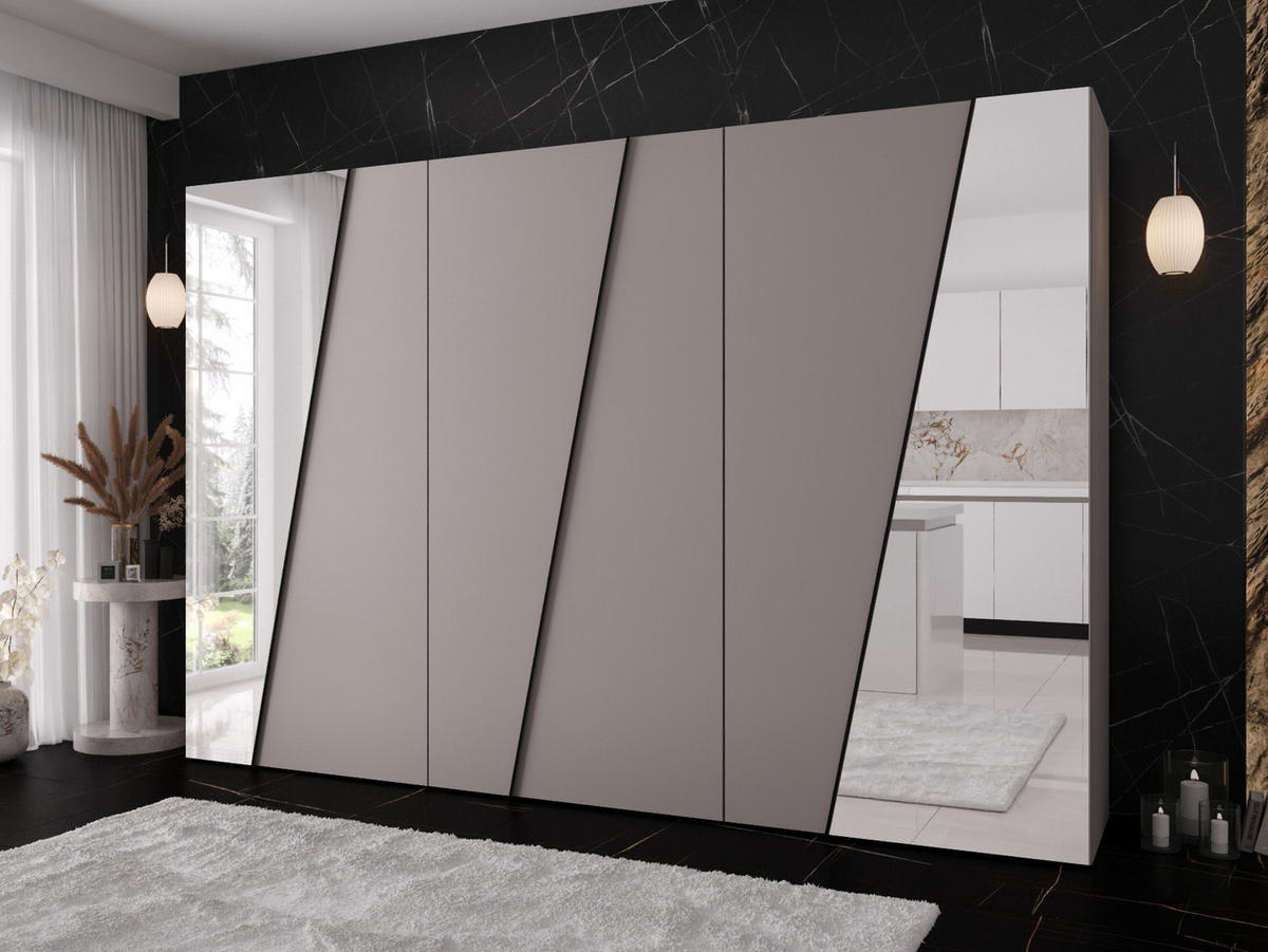 DREHTÜRENSCHRANK Zen 2L 300 cm - Kaschmir/Schwarz, Holzwerkstoff/Kunststoff (300/202/50cm) - MIRJAN24