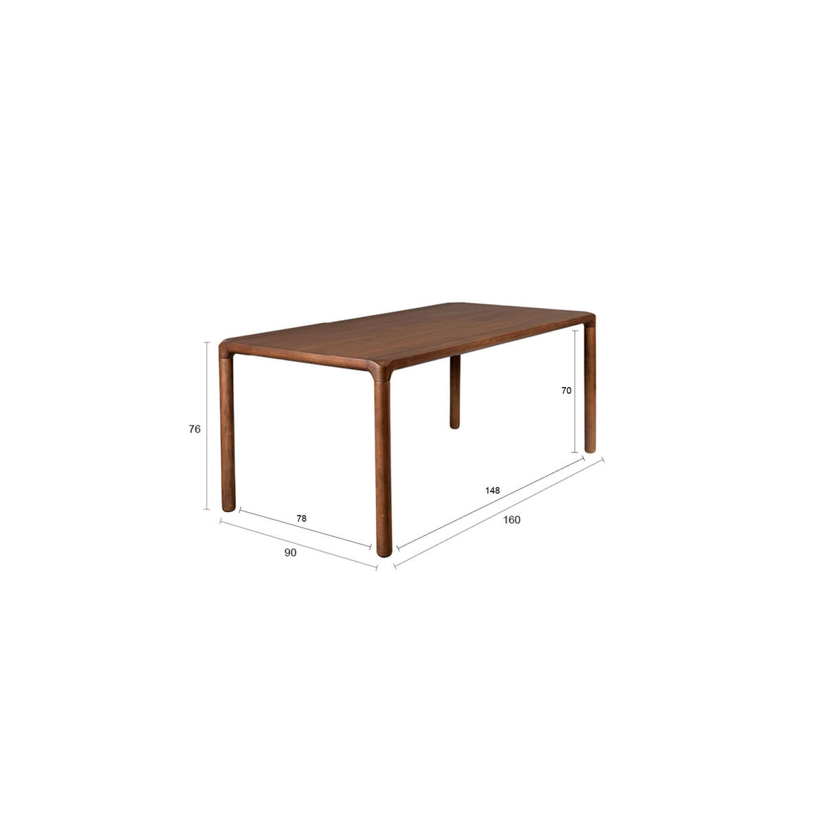 ESSTISCH Storm 160x90 cm Walnussfarbe - Braun, Holz (160/90/76cm) - Zuiver