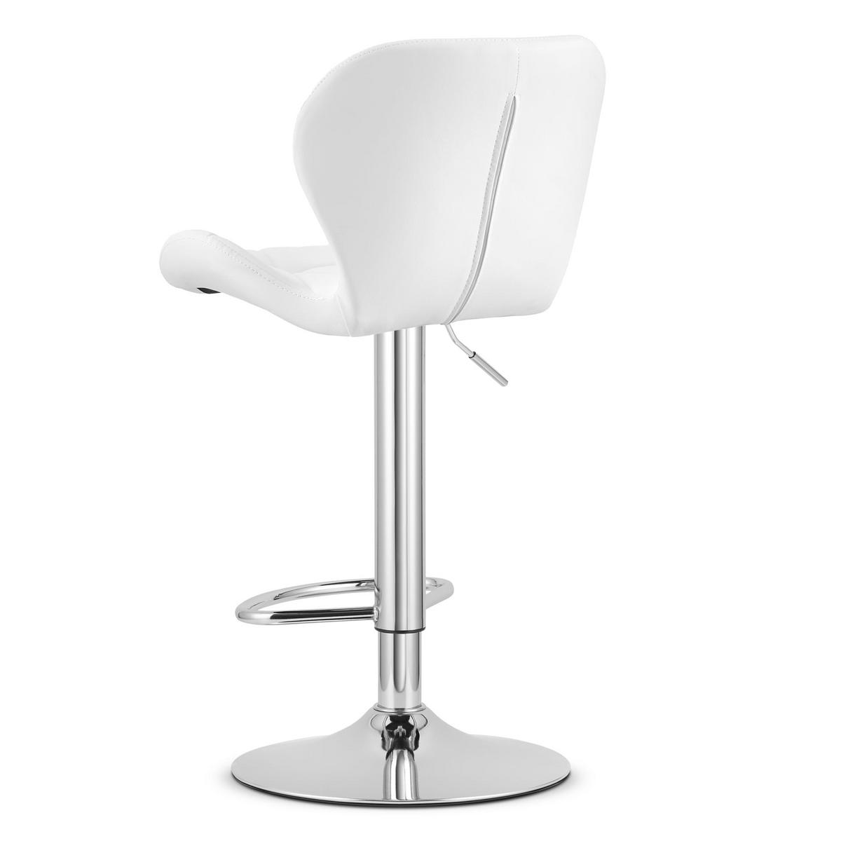 BARHOCKER WEST ECO weißer Sitz, Chrombasis - Weiß, Leder (46/111/48.5cm) - Valora