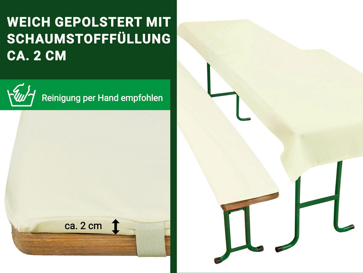 BIERBANKAUFLAGEN, 3er-Set, 70x240 + 25x220 cm , 100% Polyester, Beige - Beige, Textil (70/1/240cm) - Zollner