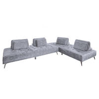 ECKSOFA WIOLO Grau Velvet - Silberfarben/Grau, Textil/Metall (350/240cm) - KAWOLA
