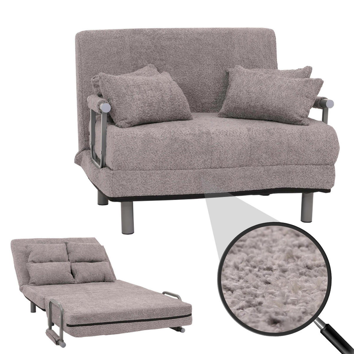 SCHLAFSESSEL Anthrazit - Anthrazit, Textil (105/80/190cm) - MCW