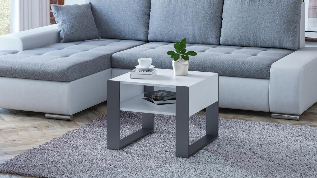 COUCHTISCH KAJA Weiß-Schwarz 60/53,6/50 cm - Multicolor, Holzwerkstoff (53.6/60/50cm) - Matkam Möbel