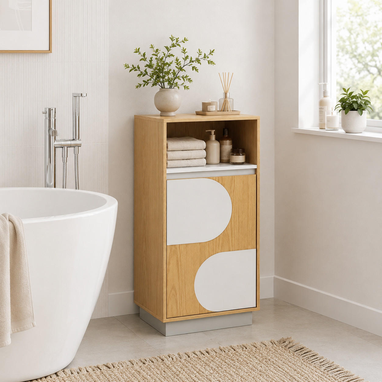BADEZIMMERSCHRANK 85cm - Akaziefarben, Holzwerkstoff (30/85/40cm)