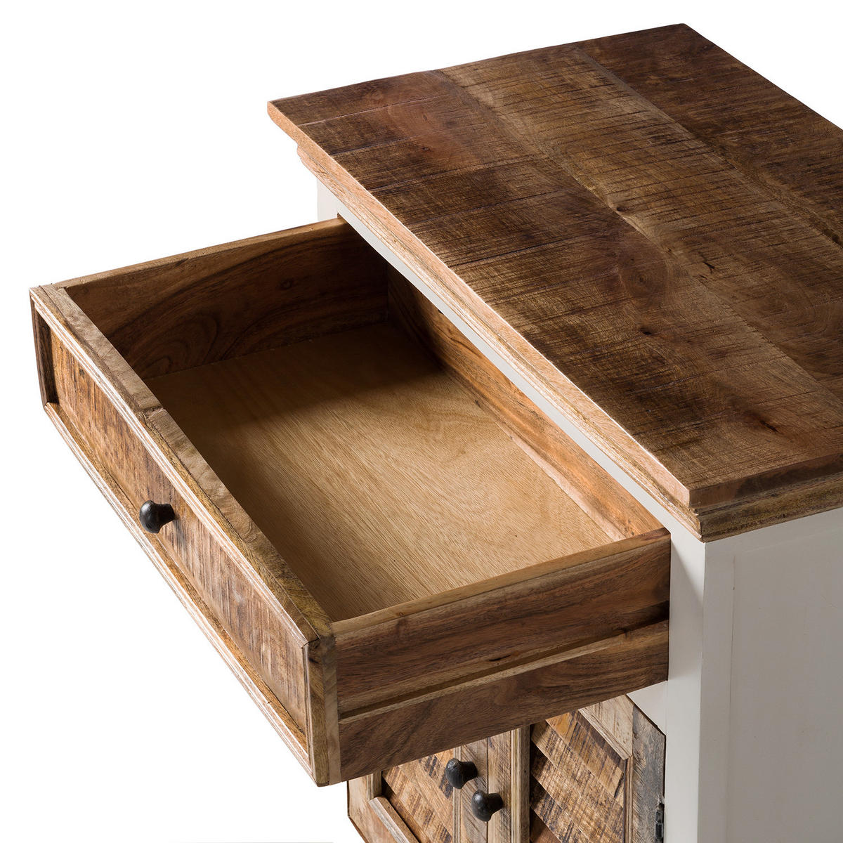 SCHUHKOMMODE - Mango massiv - Braun/Weiß, Holz (80/90/45cm) - home24