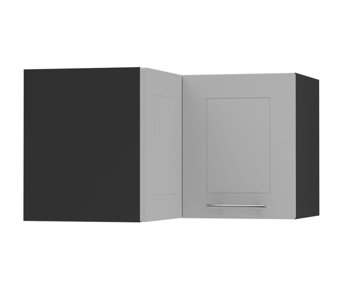 ECKHÄNGESCHRANK Kvantum W12/60/36 Dust Grey Matt / Schwarz Matt 60 / 60 / 36cm - Schwarz/Grau, Holz/Holzwerkstoff (60/36/60cm) - Feldmann-Wohnen