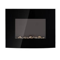 ELEKTROKAMIN, 2 Leistungsstufen einstellbar, 900/1800 W LED, Edelstahl, Schwarz - Schwarz, Metall (11.4/52/65cm) - HOMCOM