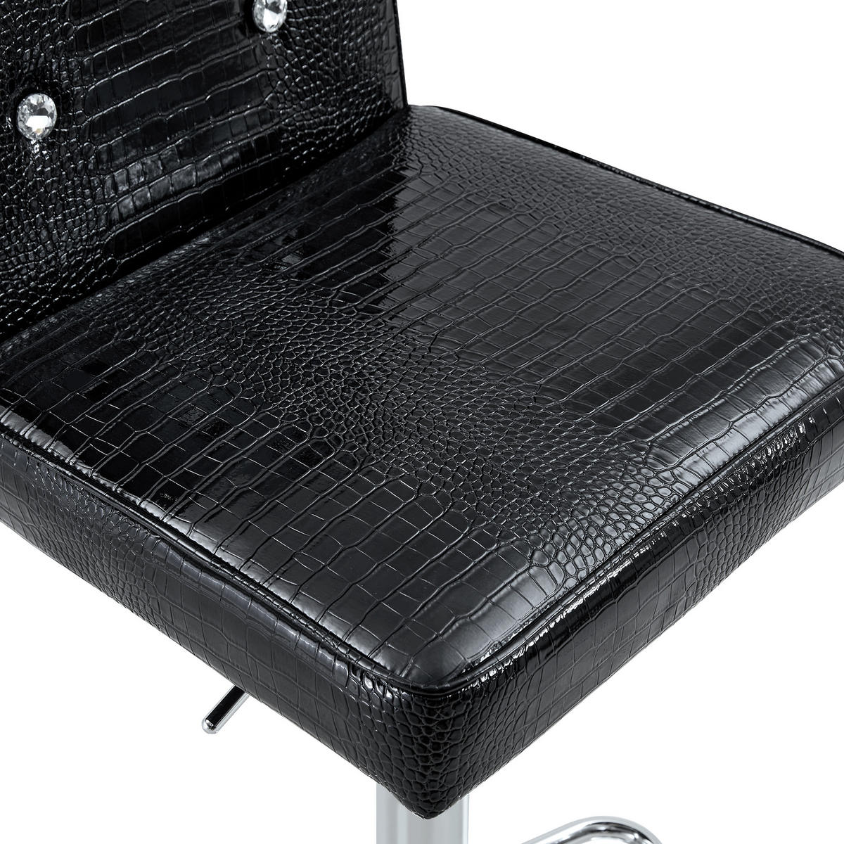 BARHOCKER 4er-Set Schwarz mit Kunstleder und Kristallknöpfen - Schwarz, Kunststoff (55/125/42cm) - PANGIVO