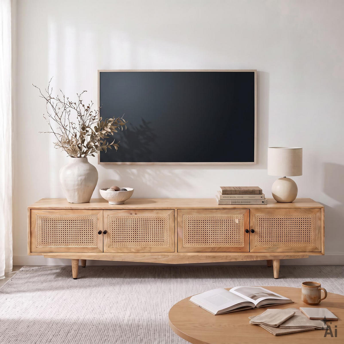 LOWBOARD NAYAN natur - Naturfarben, Holz (180/46/40cm) - IDIMEX
