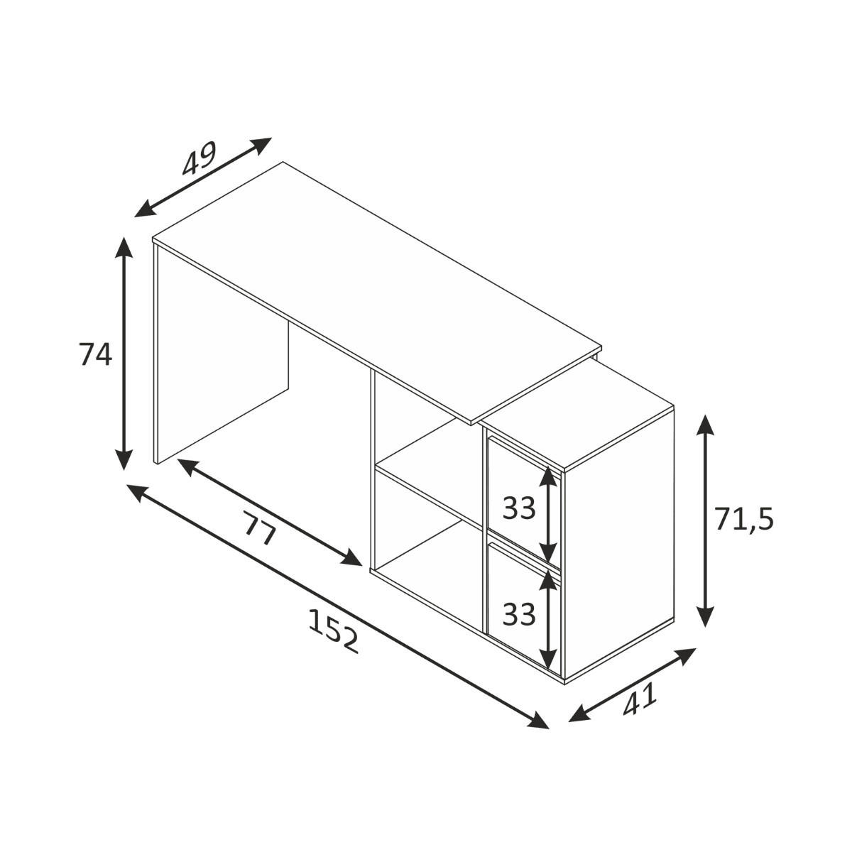 ECKSCHREIBTISCH Umkehrbarer, 4 Fächer und 2 Türen, Weiß 120/74/77 cm - Weiß, Holzwerkstoff (51/120/74cm) - Calicosy