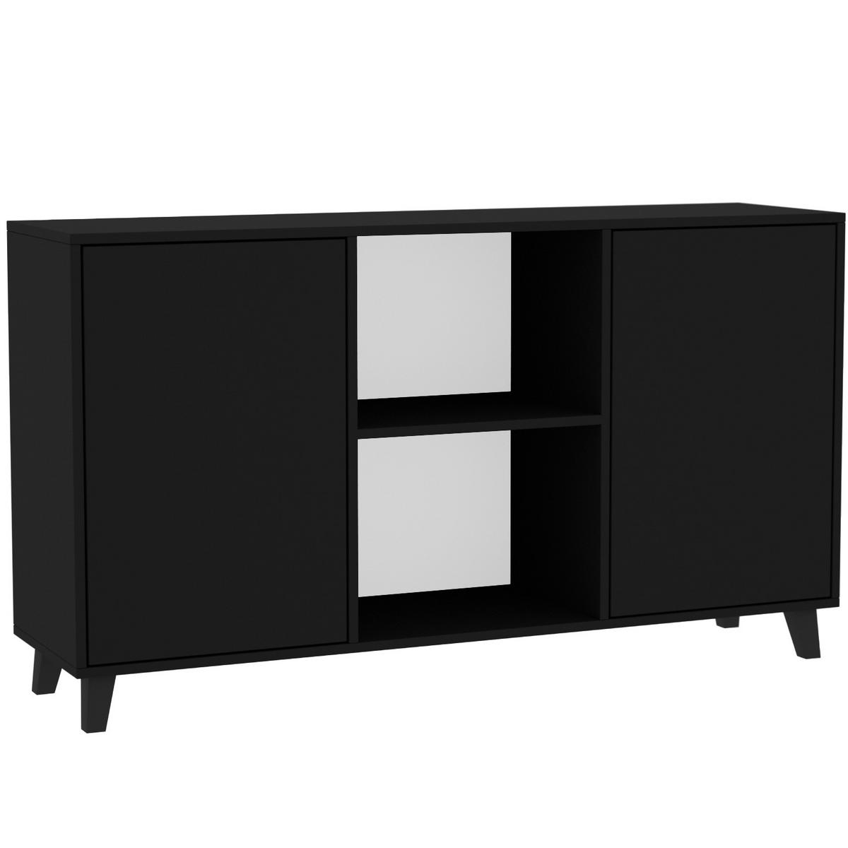 KOMMODE Home mit 2 Türen, ohne Griffe, Schwarz - Schwarz, Holzwerkstoff (150/85/40cm) - Beautysofa