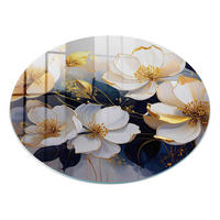GLASPLATTE fi100 cm – Florale Eleganz - Beige, Glas (0.4/100/100cm) - ArtPrintCave