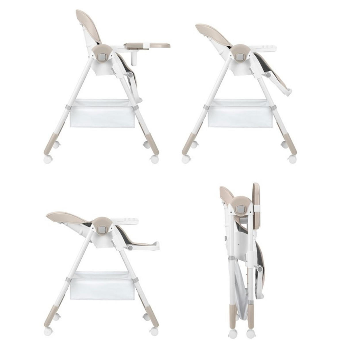 HOCHSTUHL Spicy+ faltbar beige höhenverstellbar Fußstütze Räder Korb - Beige, Metall (51/103/71cm) - Kikka boo
