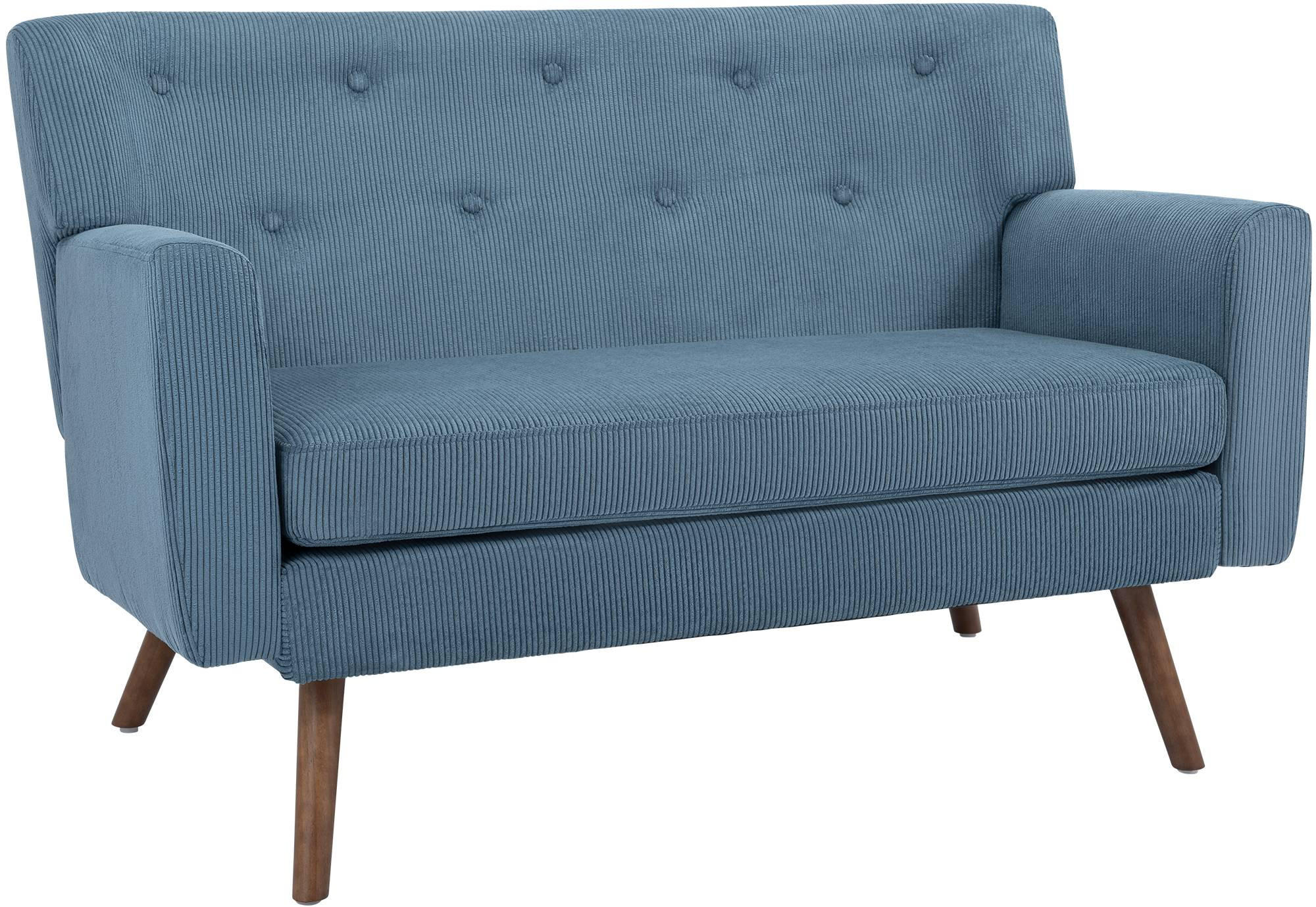 SOFA Arne Cord 2-Sitzer 120x74x81cm Cord Blau Couch - Blau, Kunststoff (120/81/74cm) - DELUKE