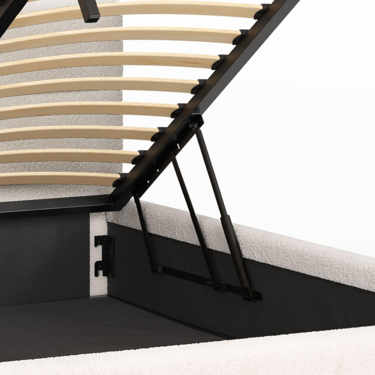 POLSTERBETT 160×200 mit Bettkasten und Lattenrost Mika Teddy-10 Beige Velours - Beige, Holz/Textil (160/200cm) - Jana