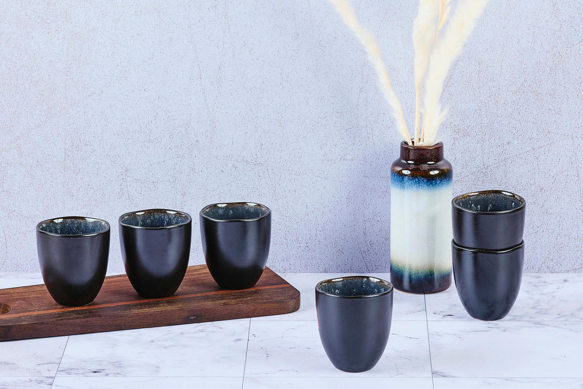 BECHER Iris 150ml - 6er-Set - Nachtblau - Blau, Keramik (0.15L) - Björn