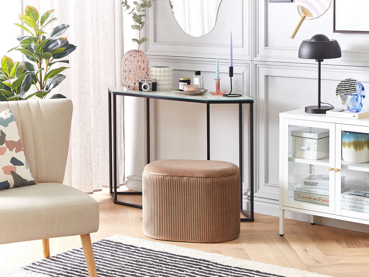 POUF Richland 35/55/41 cm - Beige, Textil (55/41/35cm) - Beliani