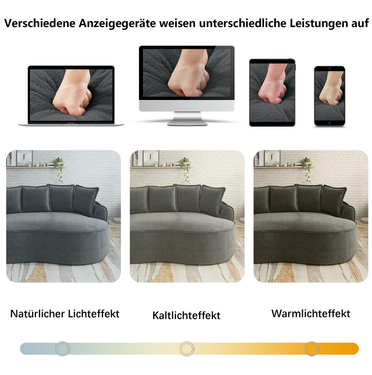 ECKSOFA 252/164/67 cm modular 122 cm grau aus Chenille mit Chaiselongue und Kissen - Grau, Textil (164/252cm) - OKWISH