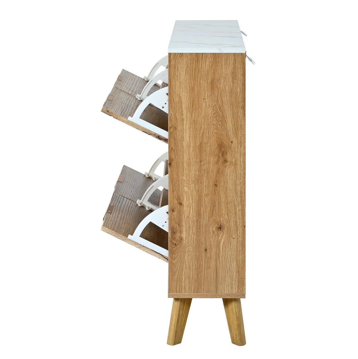 SCHUHSCHRANK 105/24/95,5 cm Natur aus MDF mit 4 Klapptüren - Naturfarben, Holzwerkstoff (105/95.5/24cm) - OKWISH