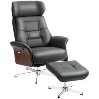 RELAXSESSEL mit Hocker, Fernsehsessel mit Liegefunktion, verstellbare Kopfstütze - Dunkelgrau, Kunststoff (84/108/80cm) - HOMCOM