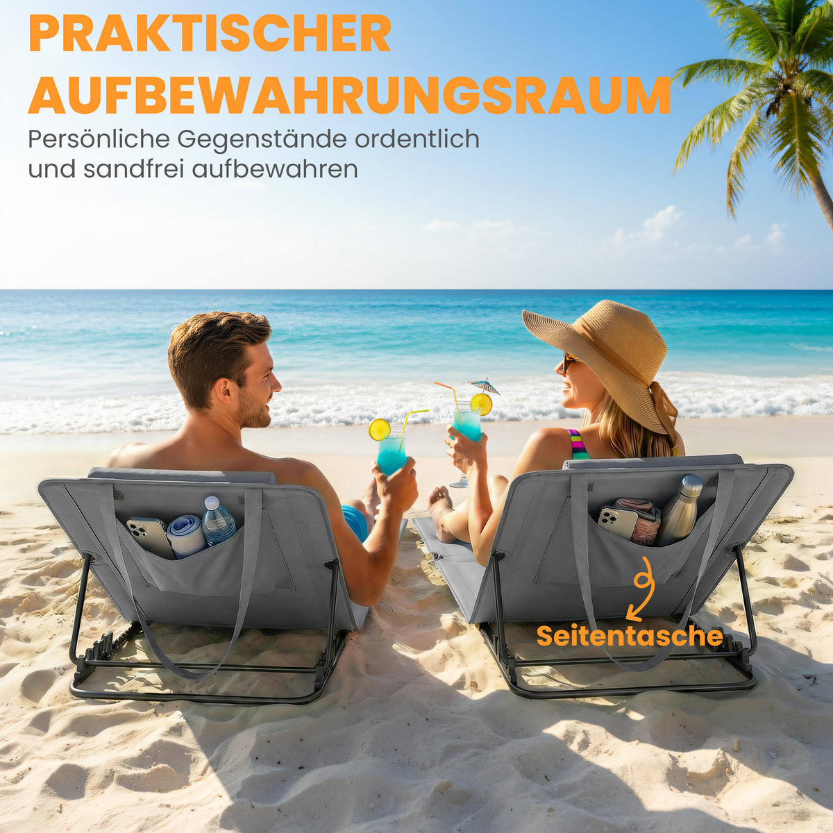 STRANDLIEGE 2er Set Stahl Oxfordstoff Dunkelgrau - Dunkelgrau/Schwarz, Textil/Metall (57/52/154cm) - Outsunny