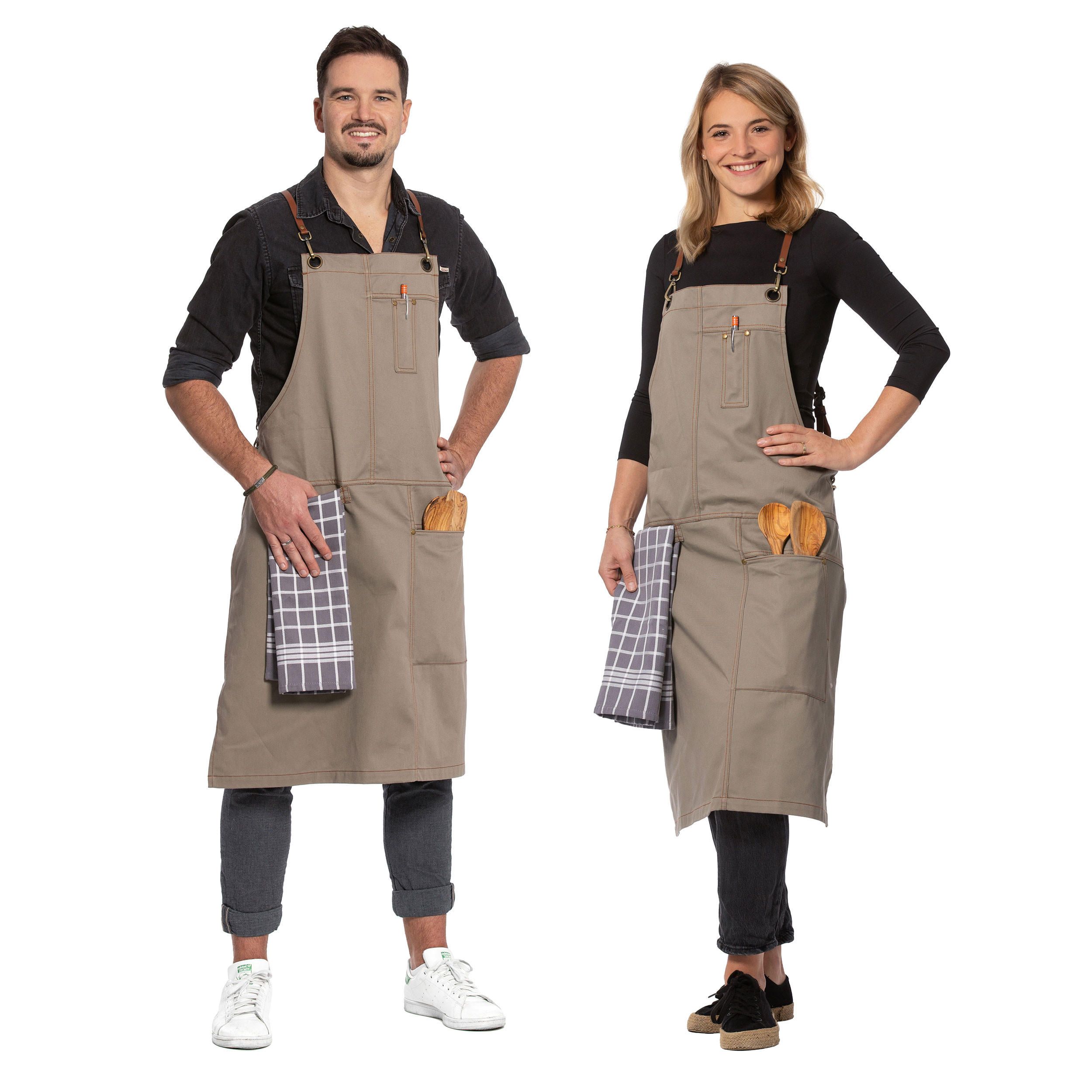 SCHÜRZE , 100% Baumwolle, Grau - Graubraun, Textil (70/95cm) - Zollner
