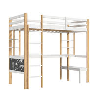 KINDERBETT 90x200 cm mit Schreibtisch - integrierten Regalen und Treppe - ohne Matratze - Weiß-Natur - Weiß, Holz (90/200cm) - DELFA