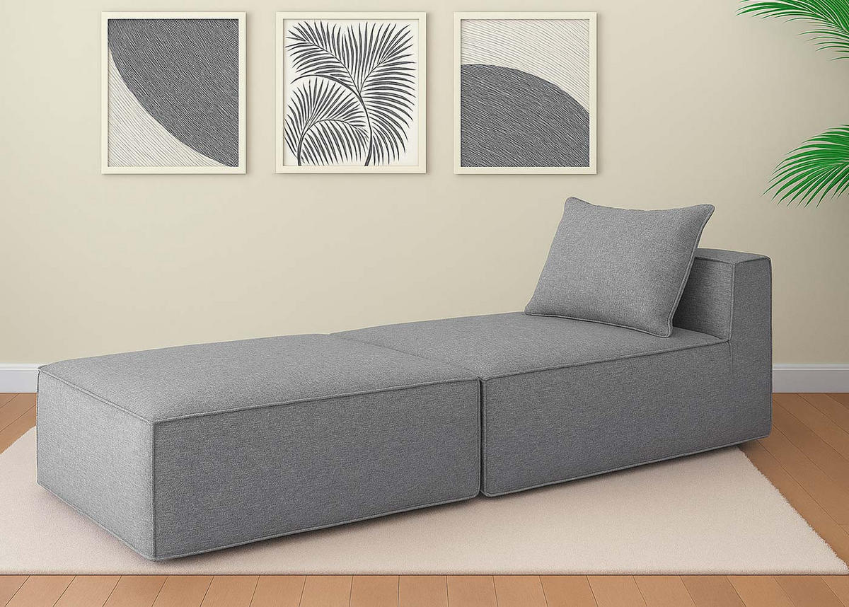 CHAISELONGUE Hellgrau - Hellgrau, Textil (75/63/194cm) - MCW