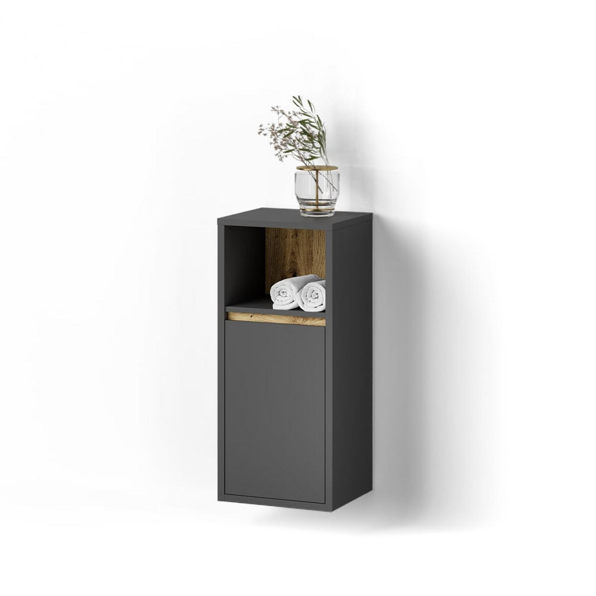MIDISCHRANK Vomano Anthrazit 38 x 80 cm - Anthrazit, Holzwerkstoff (38/80/33cm) - Livinity®