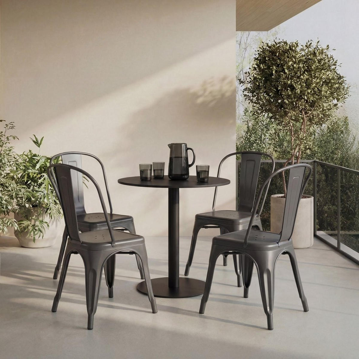 STUHL FÜR DRAUSSEN Hjorts Grau 46 cm x 85 cm - Grau, Metall (46/85/49cm) - Klast Home