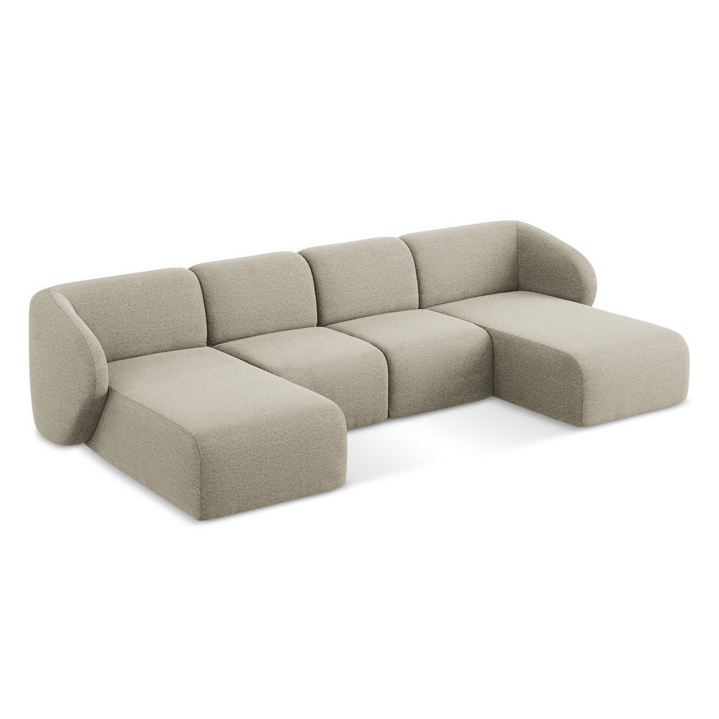 Thumbnail - Makamii Wohnlandschaft, Taupe, Textil, Holzwerkstoff, 4-Sitzer, 370x74x170 cm, Hergestellt in Europa, Oeko-Tex®, Wohnzim...