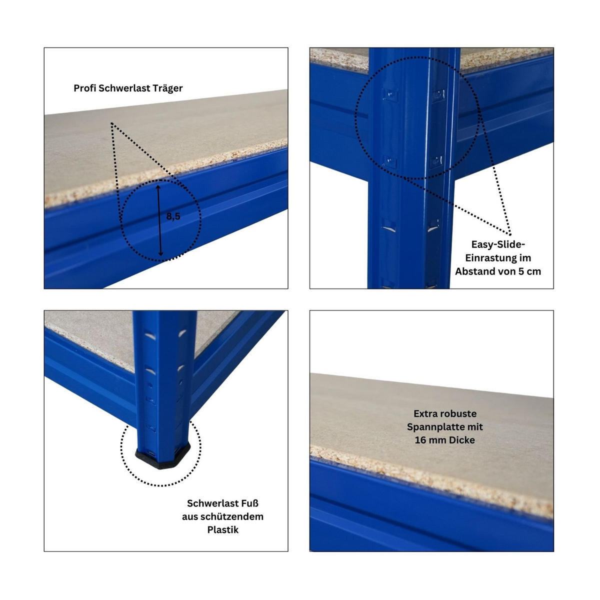 SCHWERLASTREGAL Dino 2er-Set 180x200x60cm Spanplatten-Ebenen Blau - Blau, Metall (400/180/60cm) - PROREGAL