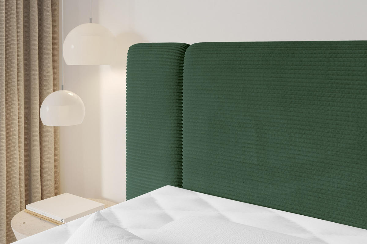 BOXSPRINGBETT mit Matratze H3/H4 - EVON KING - 140x200 cm Grün - Grün, Holzwerkstoff (140/200cm) - ALTDECOR