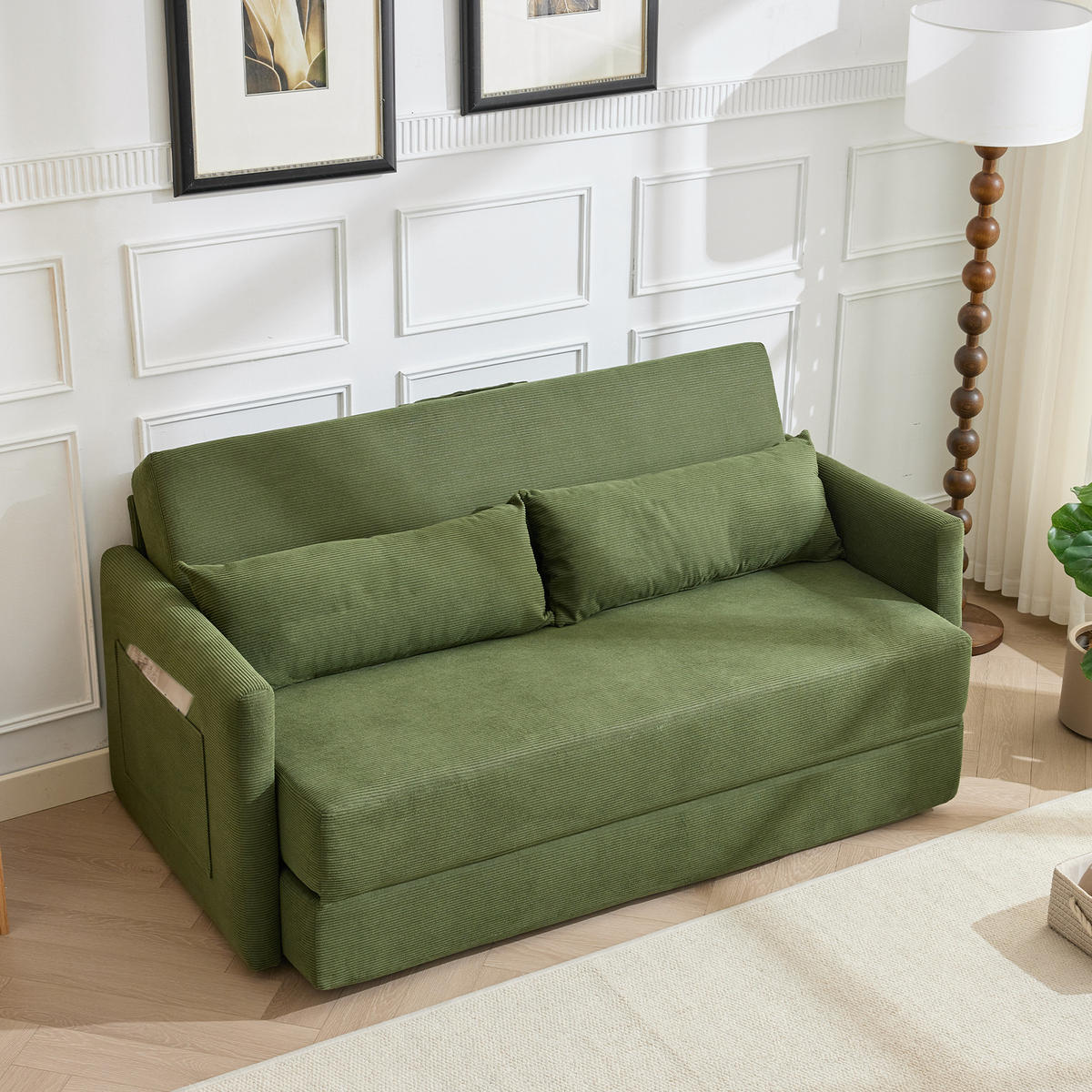 SCHLAFSOFA 2-Sitzer Sofa mit Schlaffunktion,klappbar,Grün - Grün, Textil (165/82/92cm) - LVHOM