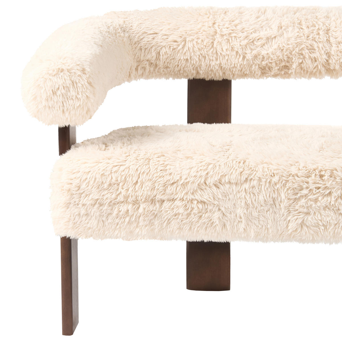 2-SITZER-SOFA Webpelz Cremeweiß/Dunkelbraun Ilbro - Creme, Textil (138/76/68cm) - Beliani
