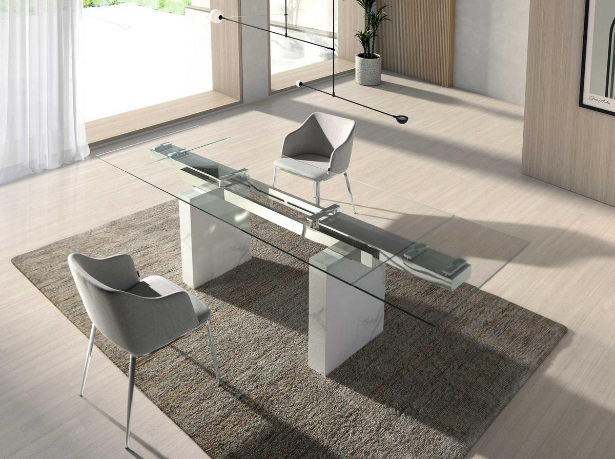 STUHL aus grauem Stoff - Chromfarben/Edelstahlfarben, Textil/Metall (51/79/56cm) - ANGEL CERDA