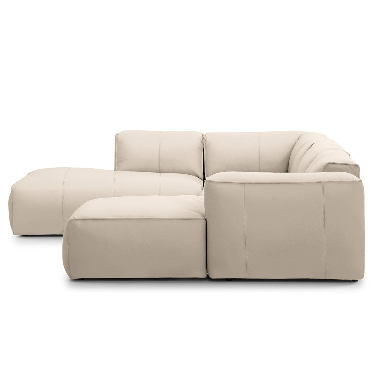 WOHNLANDSCHAFT mit Longchair - Hellgrau/Schwarz, Leder/Kunststoff (325/71/235cm) - home24