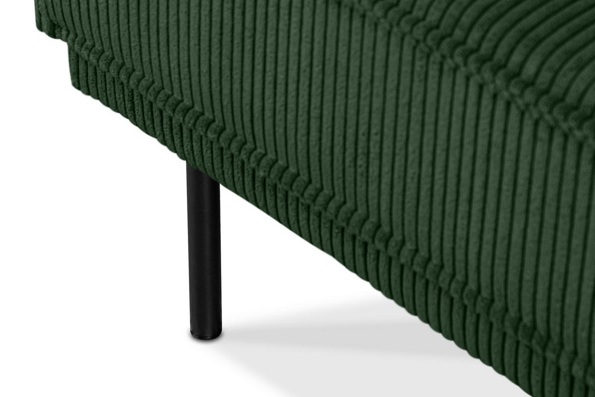 3-SITZER-SOFA GANZO 2 Kissen inklusive, Cord-Stoff, dunkelgrün - Dunkelgrün/Schwarz, Textil/Metall (193/84/92cm) - KONSIMO®