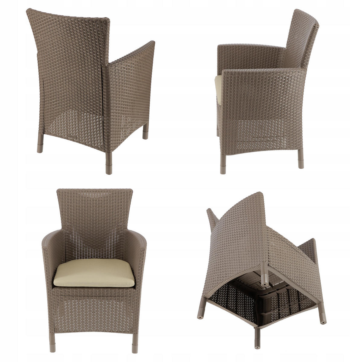GARTENMÖBEL-SET 2 Stühle + Tisch, beige - Beige, Kunststoff (60/62cm) - KADAX