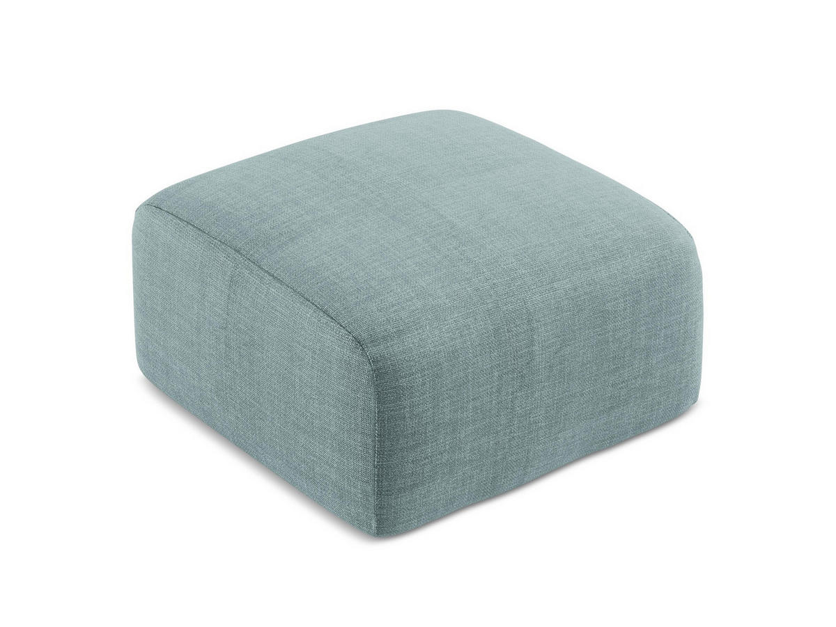 POUF Strukturstoff Blau - Pastellblau/Schwarz, Holzwerkstoff/Kunststoff (65/40/65cm) - Makamii