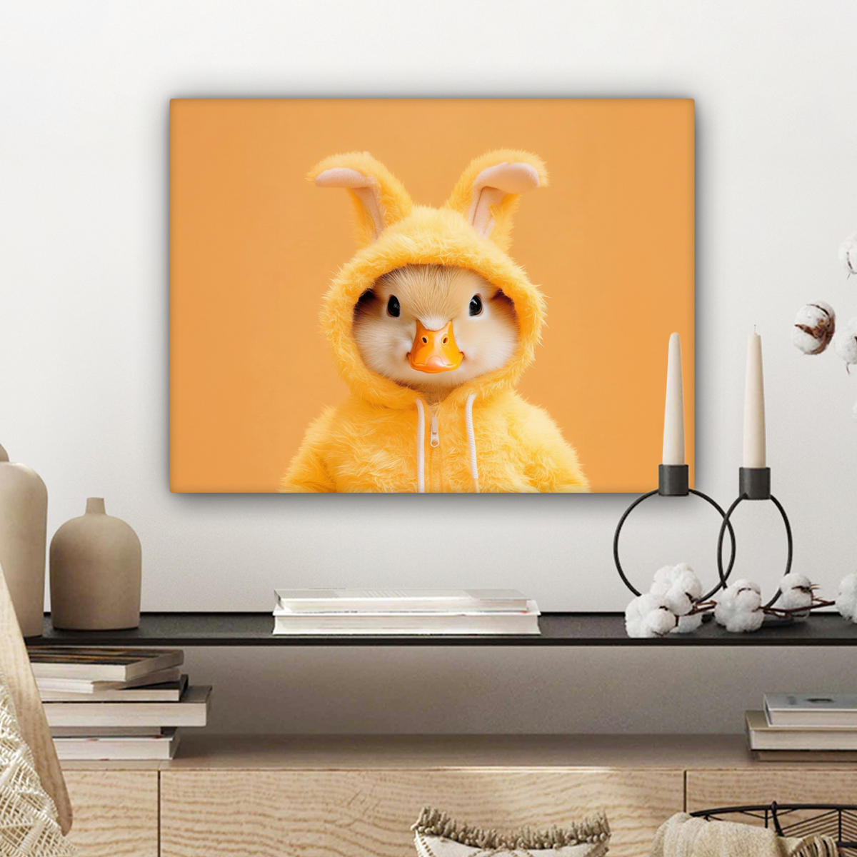 LEINWANDBILD Osterhase - Kostüm - Ente Wandbild 40x30 cm - Gelb, Textil (40/30cm) - MuchoWow
