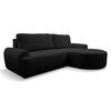 ECKSOFA Dream in L-Form mit Schlaffunktion und Bettkasten, Farbe: Schwarz, Bouclé-Stoff, Ottomane Rechts - Schwarz, Textil (260/136cm) - VENASI MÖBEL