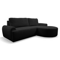 ECKSOFA Dream in L-Form mit Schlaffunktion und Bettkasten, Farbe: Schwarz, Bouclé-Stoff, Ottomane Rechts - Schwarz, Textil (260/136cm) - VENASI MÖBEL