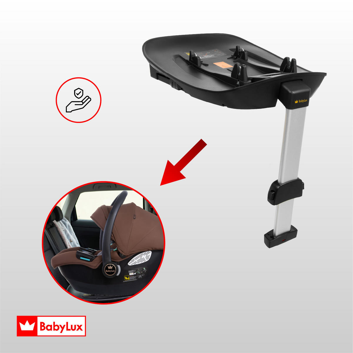 KINDERWAGEN Castor 4in1 Brownie Babywanne, Reisebuggy, Autositz, Isofix Basis - Schwarz/Braun, Textil/Metall (58/98cm) - BabyLux