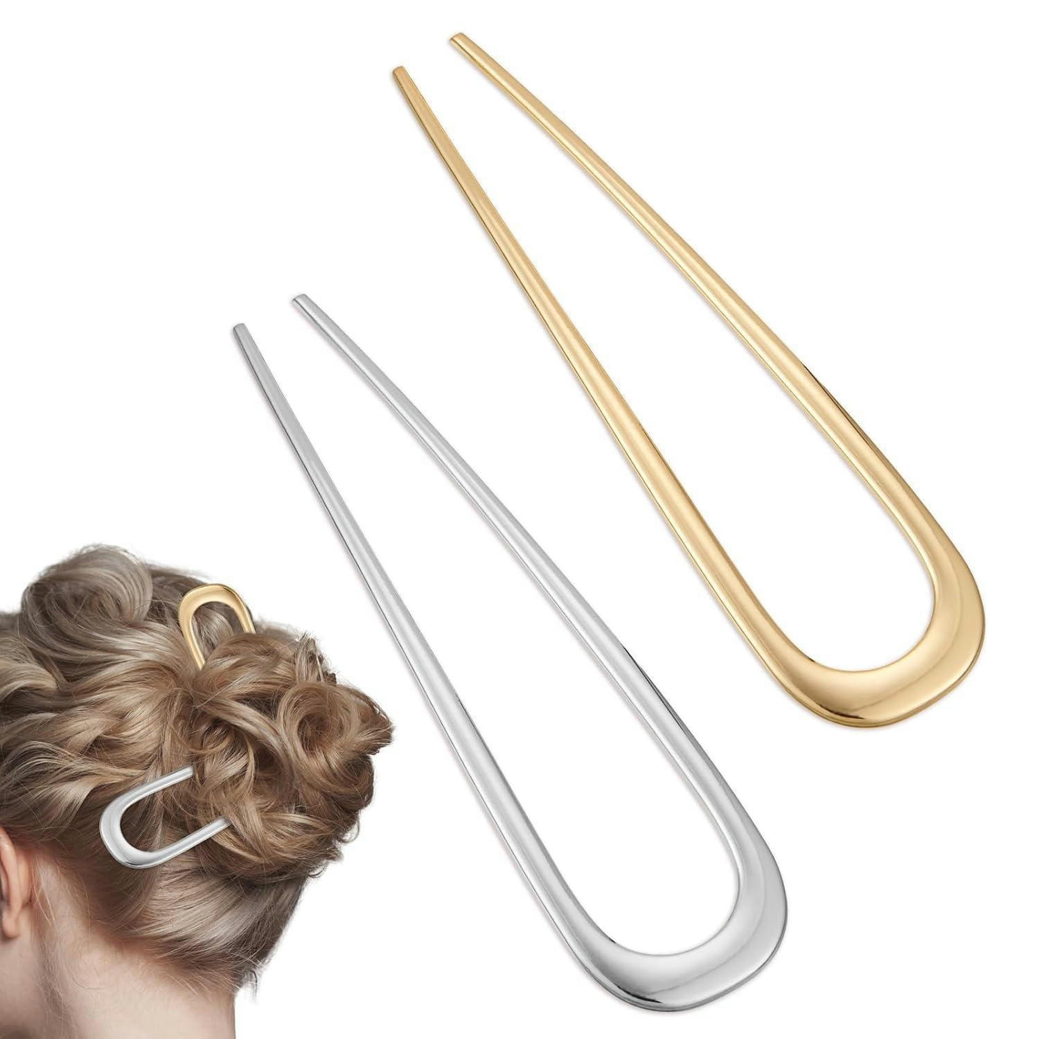 HAARNADEL U-Form 2er Set Metall 14 cm Gold/Silber - Multicolor, Metall (2.5/2.5/2.5cm)